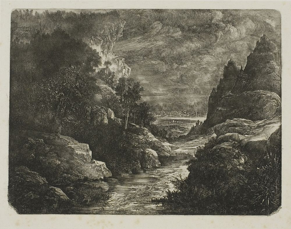 The Stream in the Gorge by Rodolphe Bresdin