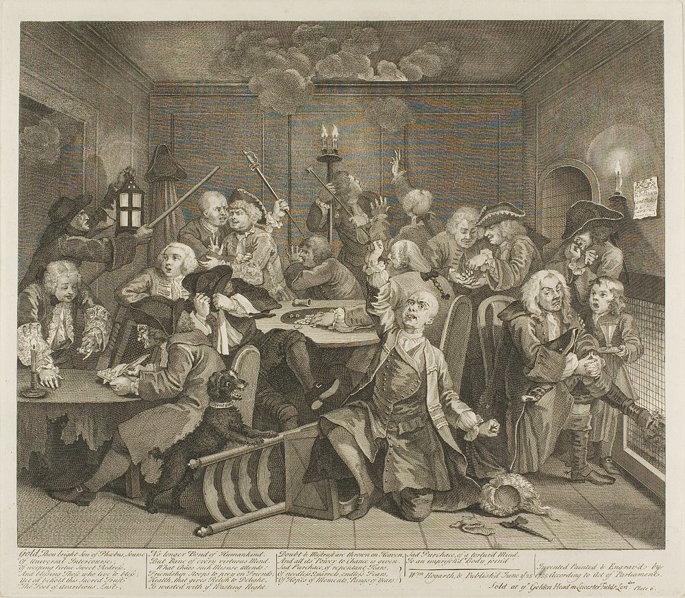 Plate Six, from A Rake's Progress by William Hogarth