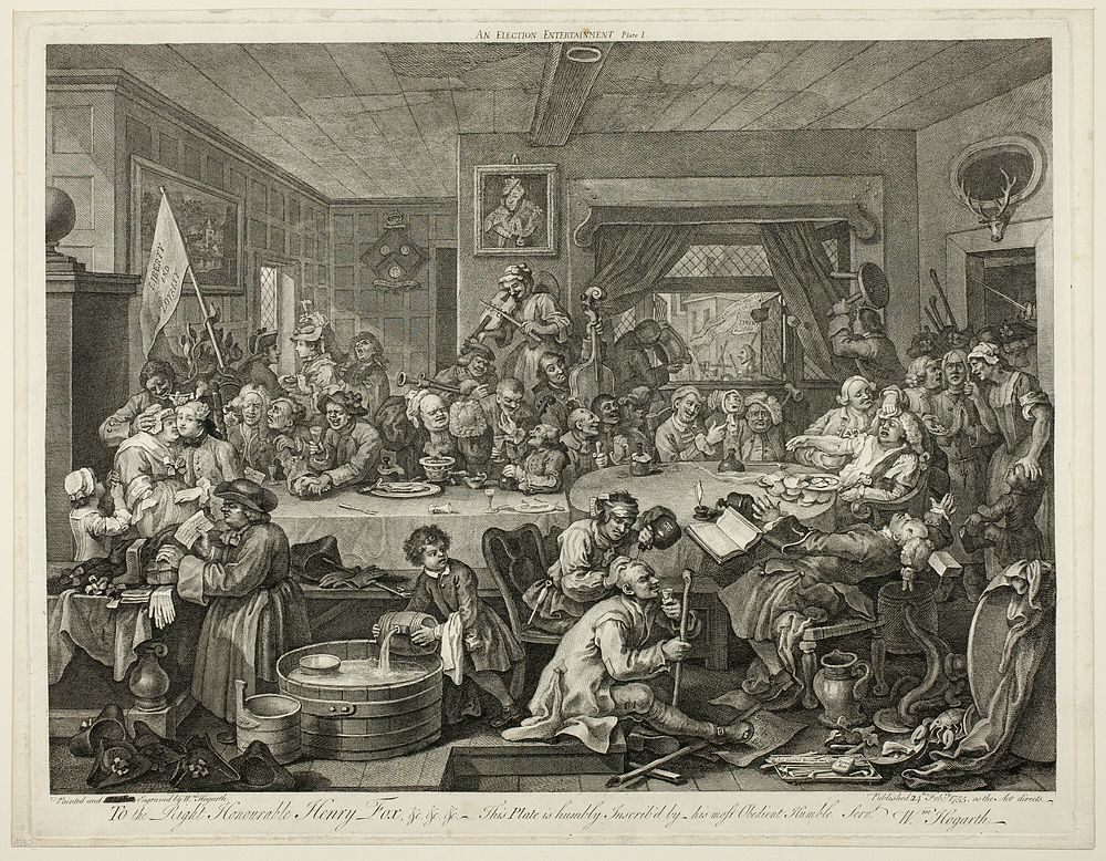 An Election Entertainment, plate one from Four Prints of an Election by William Hogarth