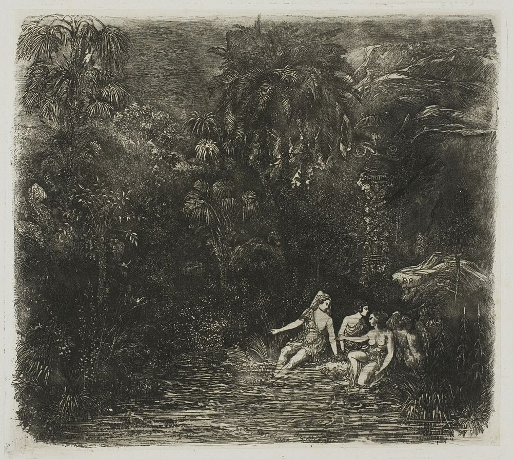 The Bathers beneath the Palms by Rodolphe Bresdin