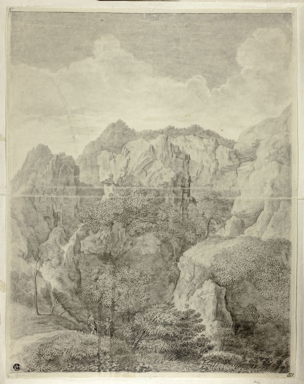 Mountain Landscape with Two Figures in Foreground by Gaspard Dughet