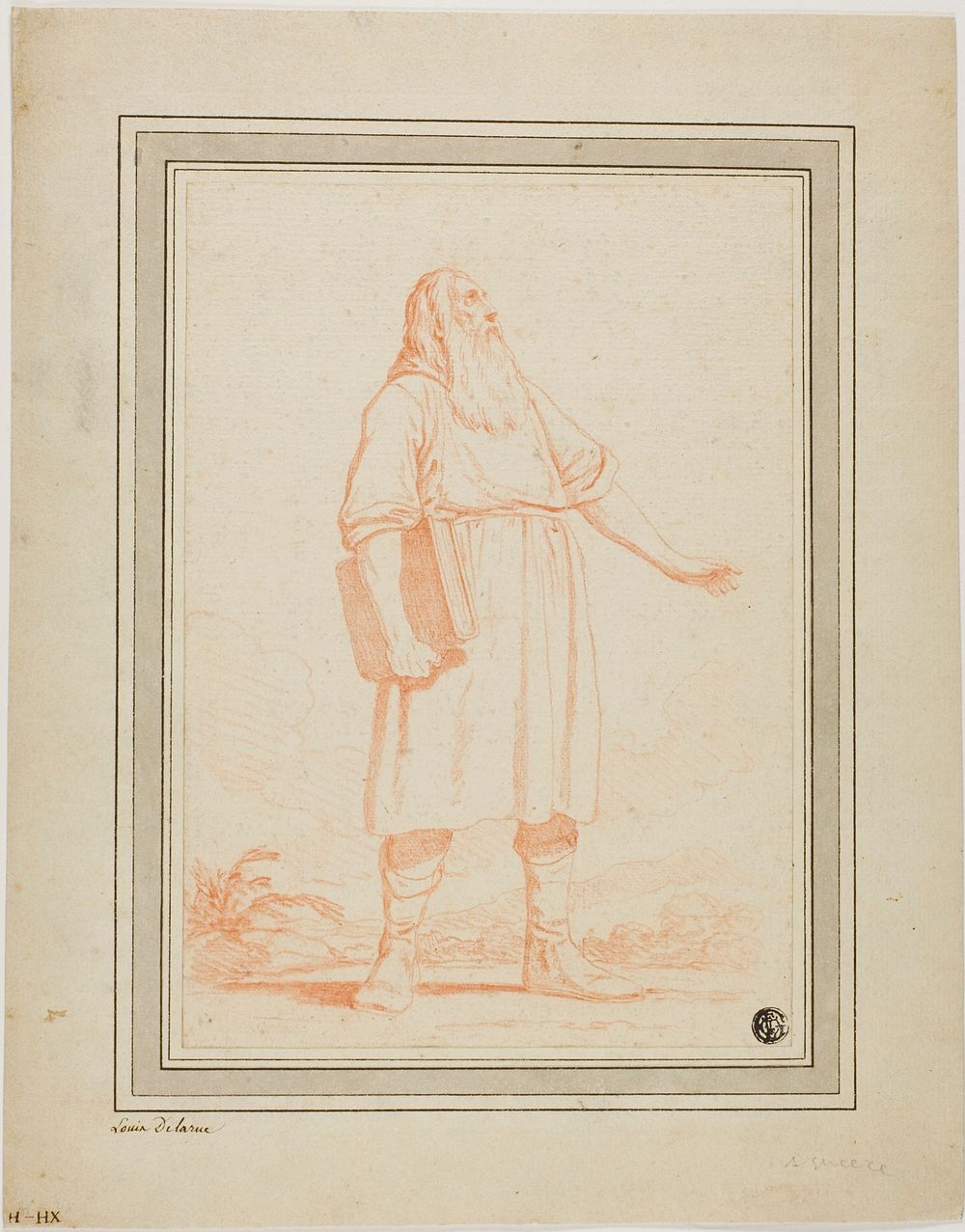 Standing Bearded Man Holding Book by Louis Félix Larue, the Younger