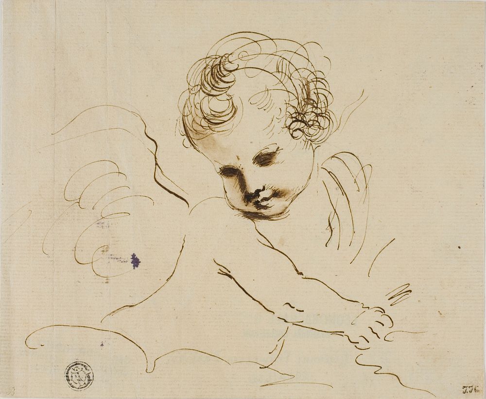 Putto in the Clouds by Guercino