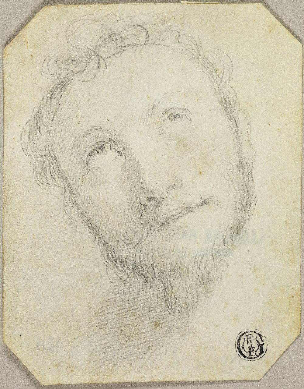 Head of Bearded Man Looking Upwards by Jonathan Richardson, the elder