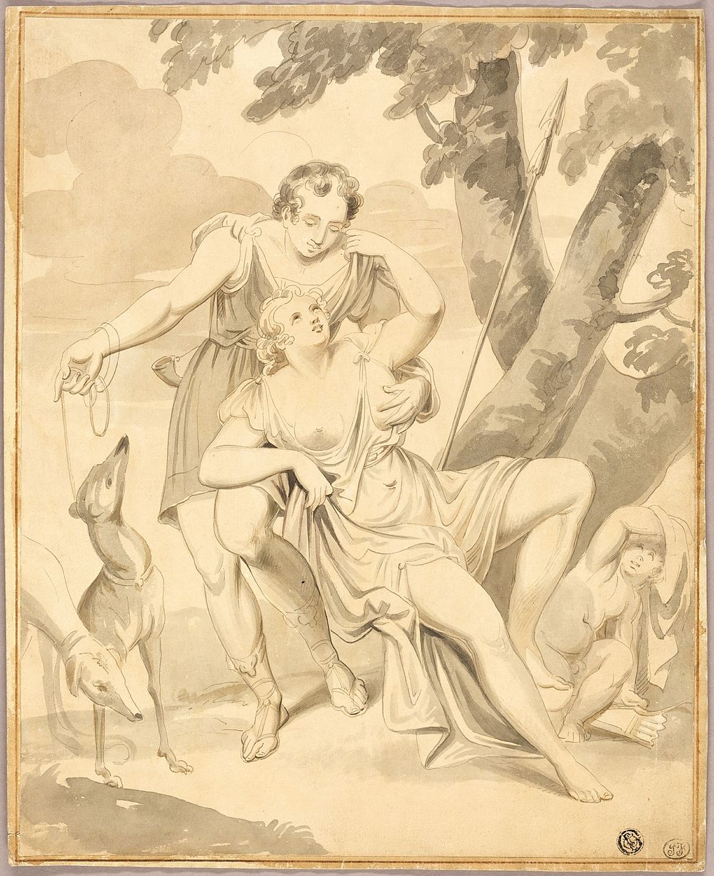 Venus and Adonis by Style of Conrad Martin Metz