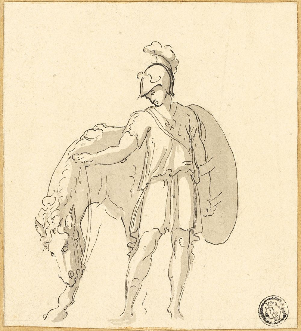 Standing Warrior and Horse by Polidoro da Caravaggio