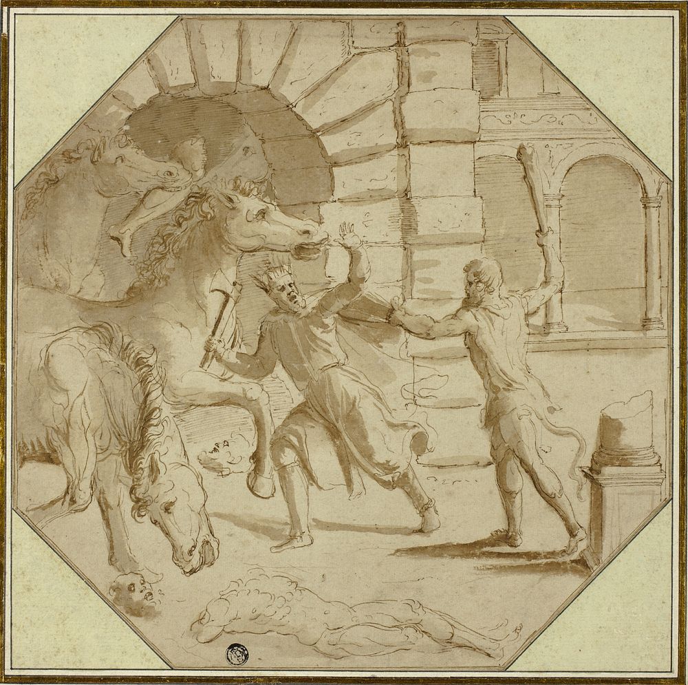 Hercules Felling King Diomedes by Giulio Romano