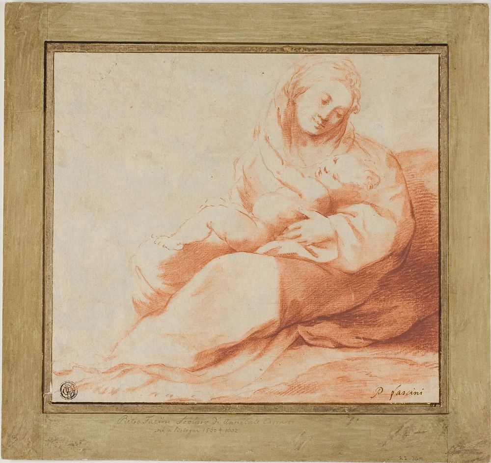 Madonna and Child Seated on Ground by Giulio Cesare Amidano