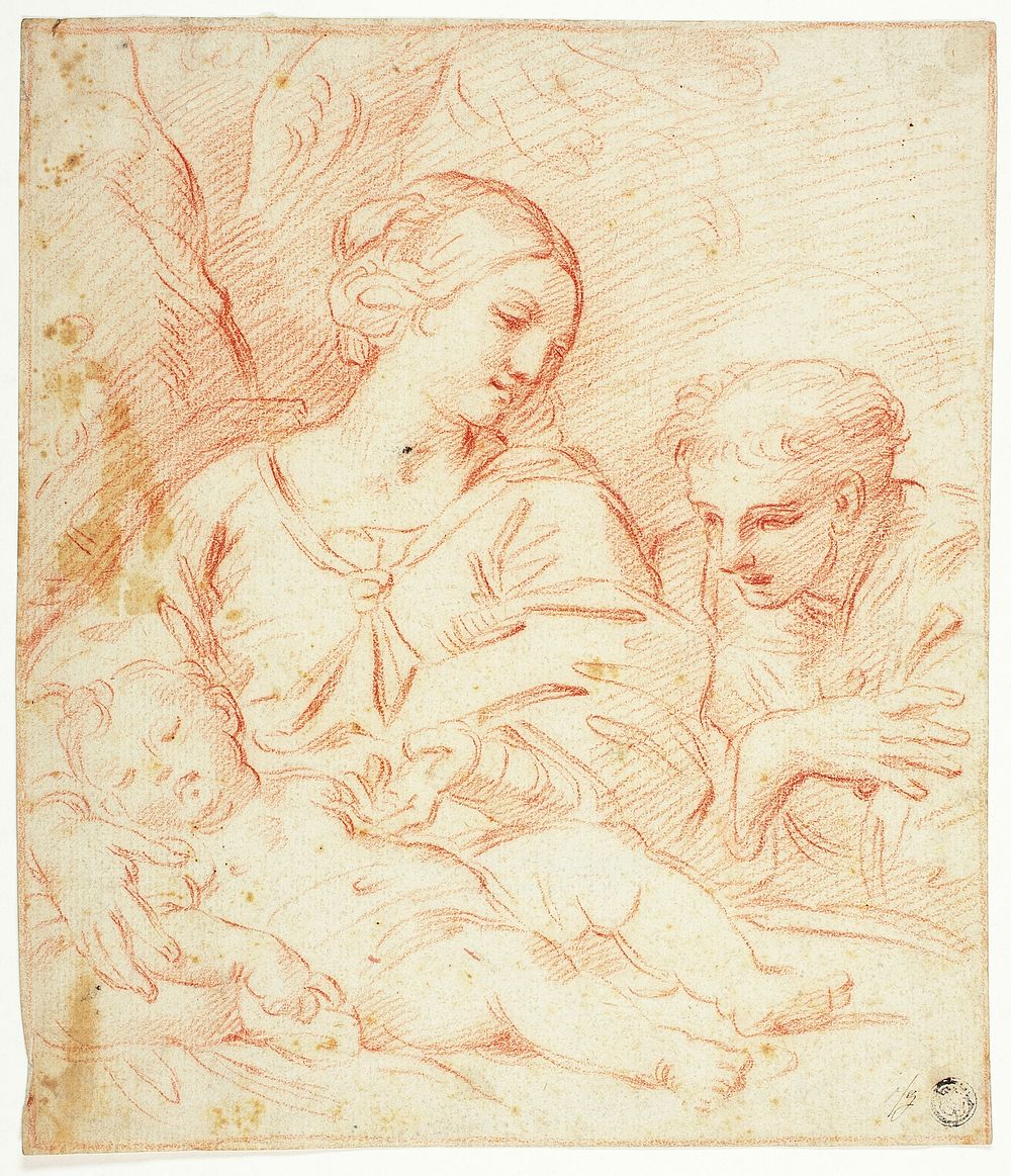 Madonna and Sleeping Christ Child with Male Saint by School of Carlo Maratti