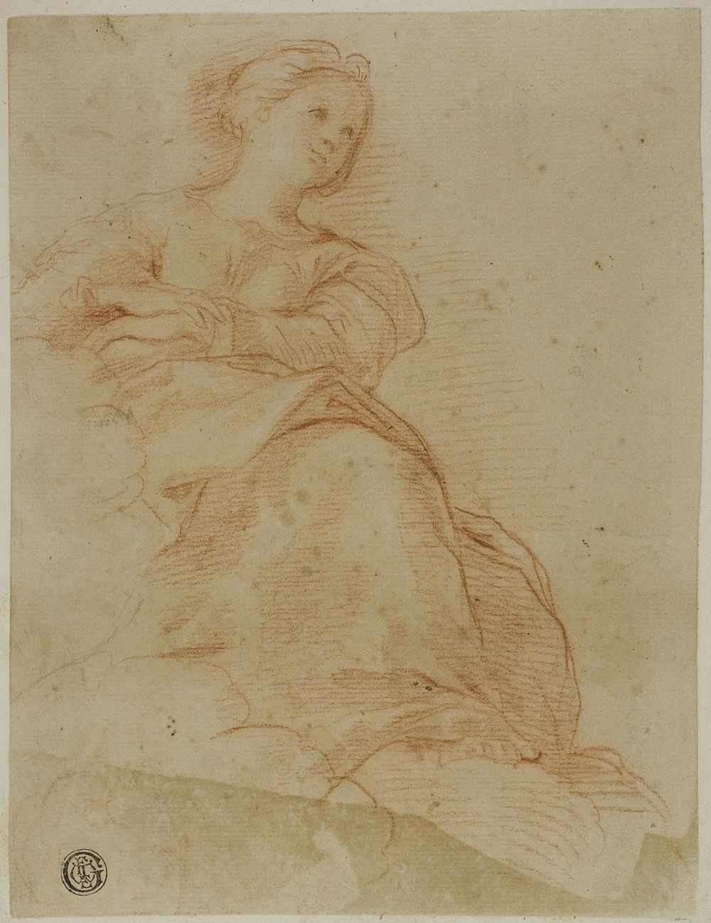 Woman Seated on Clouds by Cristoforo Roncalli