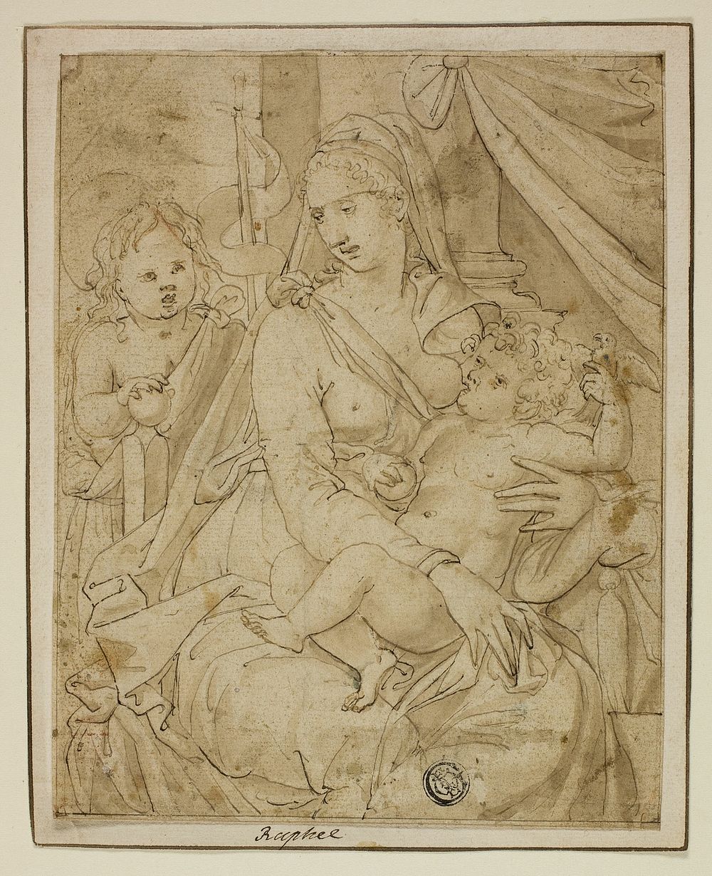 Virgin and Child with the Infant John the Baptist by Luca Penni