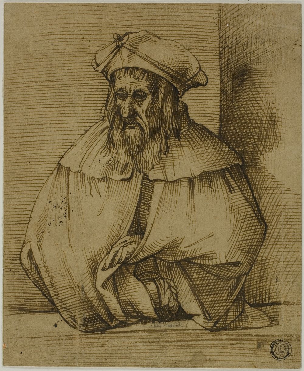 Half-Length Sketch of a Gentleman Wearing Hat and Cape by Bartolomeo Passarotti