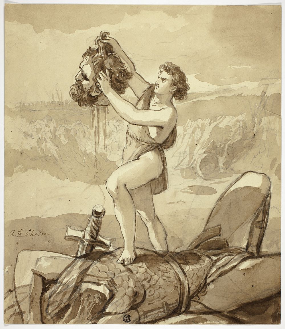 David and Goliath by Alfred Edward Chalon