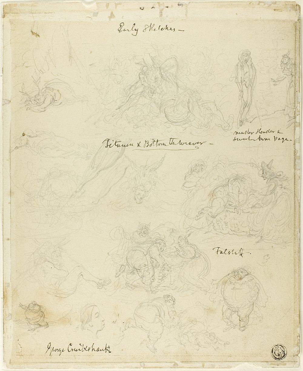 Early Sketches for Falstaff, Midsummer Night's Dream by George Cruikshank