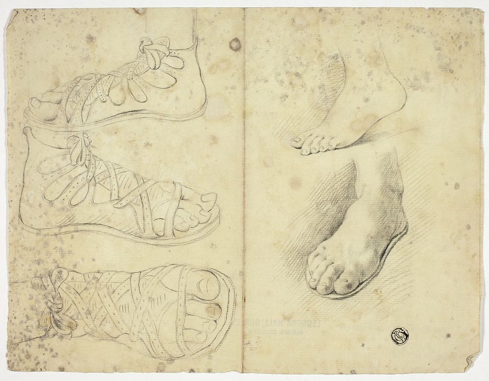 Two Bare Feet and Three Sandalled Feet by John Downman