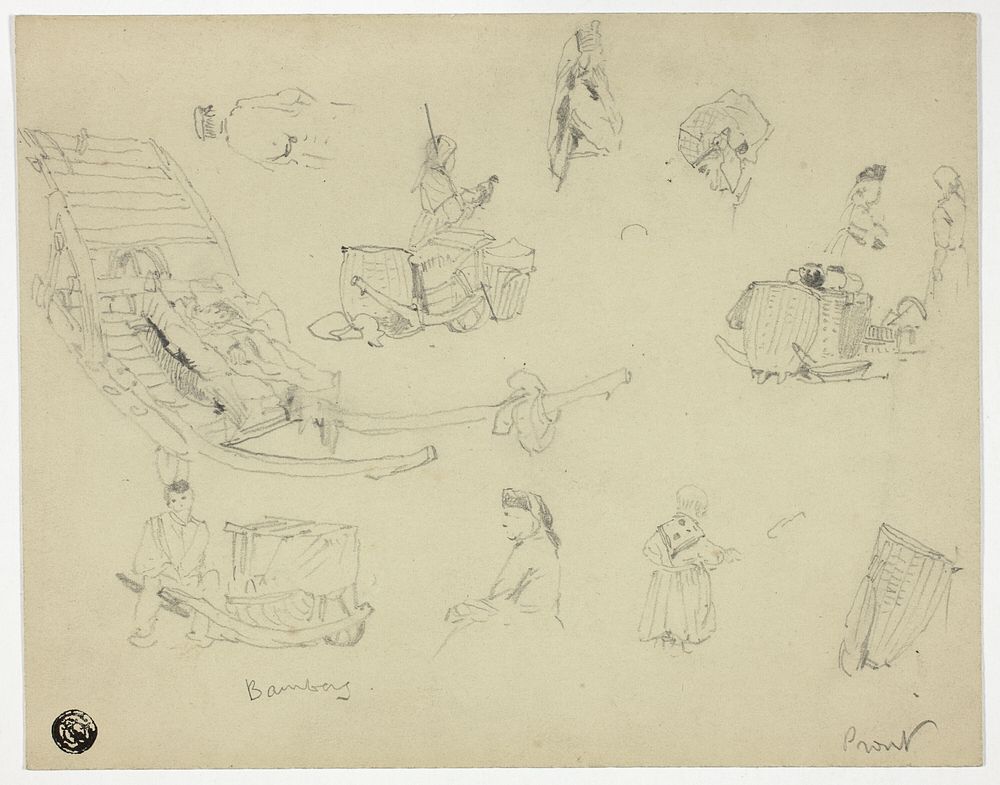 Sketches of Figures, Sleds at Bambarg by Samuel Prout