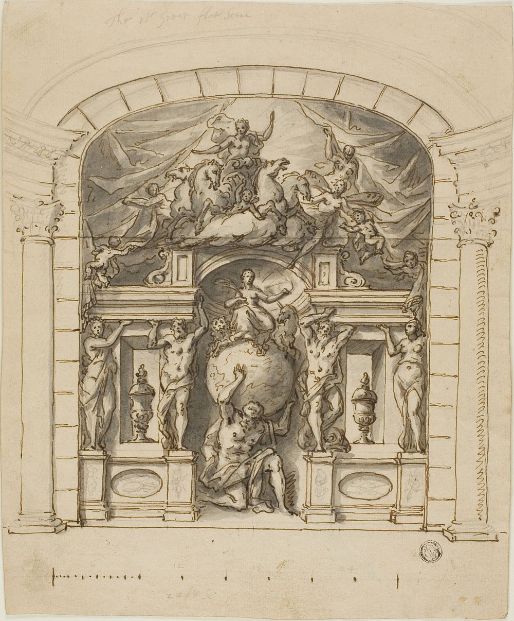 Design for Stage Scenery (Hampton Court) with Mythological Figures by James Thornhill
