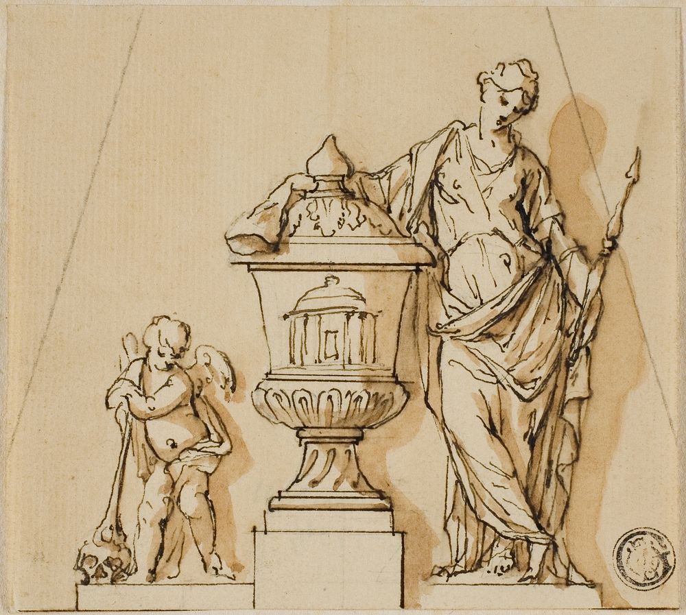 Design for a Funerary Monument with Fate, Putto, and Urn by John Michael Rysbrack