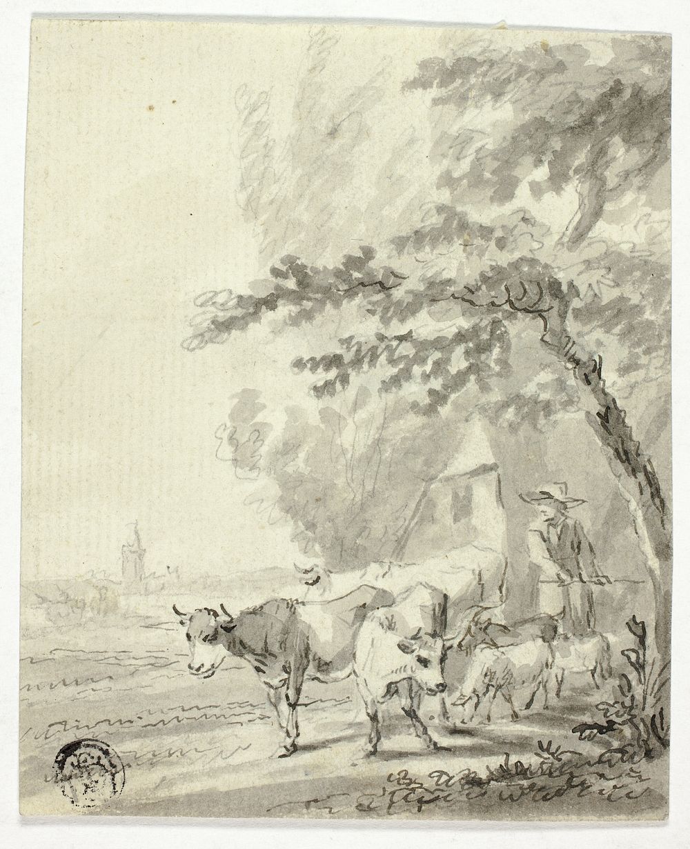 Man Herding Cows and Sheep by Nicolaes Berchem