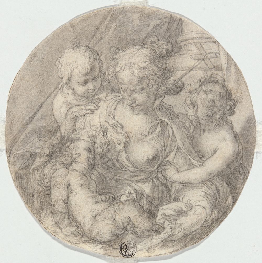 The Madonna with the Christ Child, with the infant John the Baptist and another Child (Caritas) by Joachim Antonisz. Wtewael