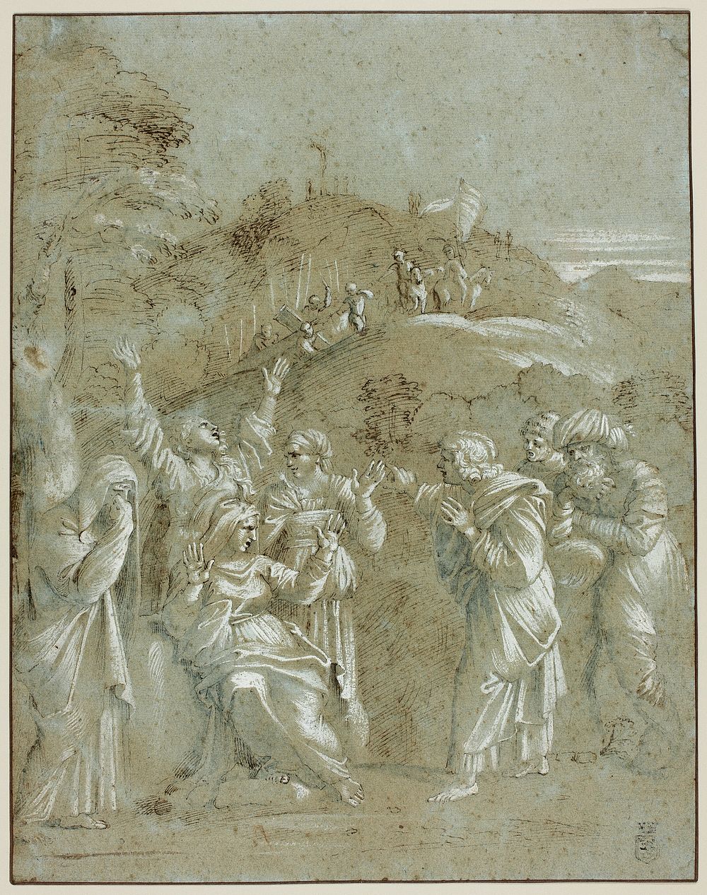 The Virgin, the Holy Women, and Saints John, James and Joseph of Arimathea, with Christ on the Way to Calvary by Antonio…