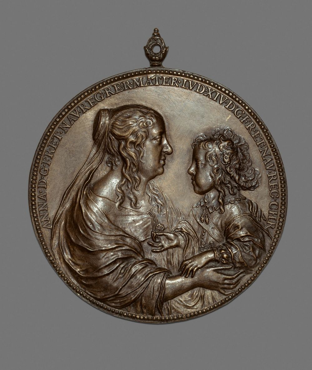 Portrait Medallion:  Anne of Austria and her Son, the future King Louis XIV by Jean Warin, II