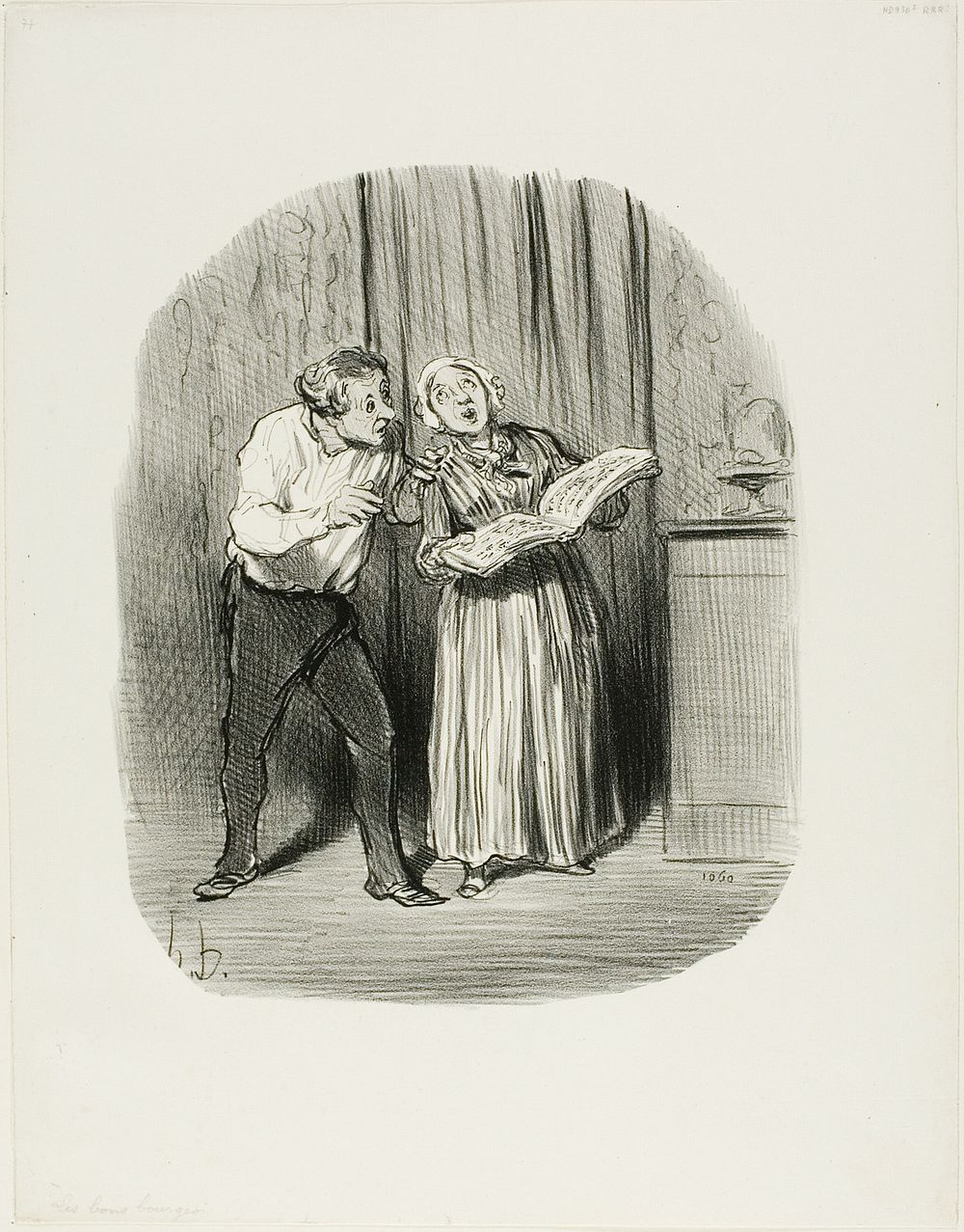 Disadvantage of Marrying a Woman with a So-Called Artistic Talent, plate 77 from Les Bons Bourgeois by Honoré-Victorin…