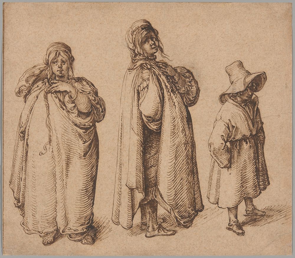 Two Studies of a Roma Woman and a Roma Boy in a Large Hat by Jacob de Gheyn, II