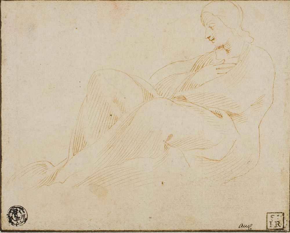 Seated Draped Woman in Profile by Lodovico Carracci