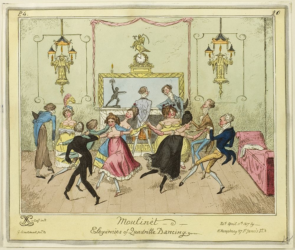 Moulinet-Elegances of Quadrille Dancing by George Cruikshank