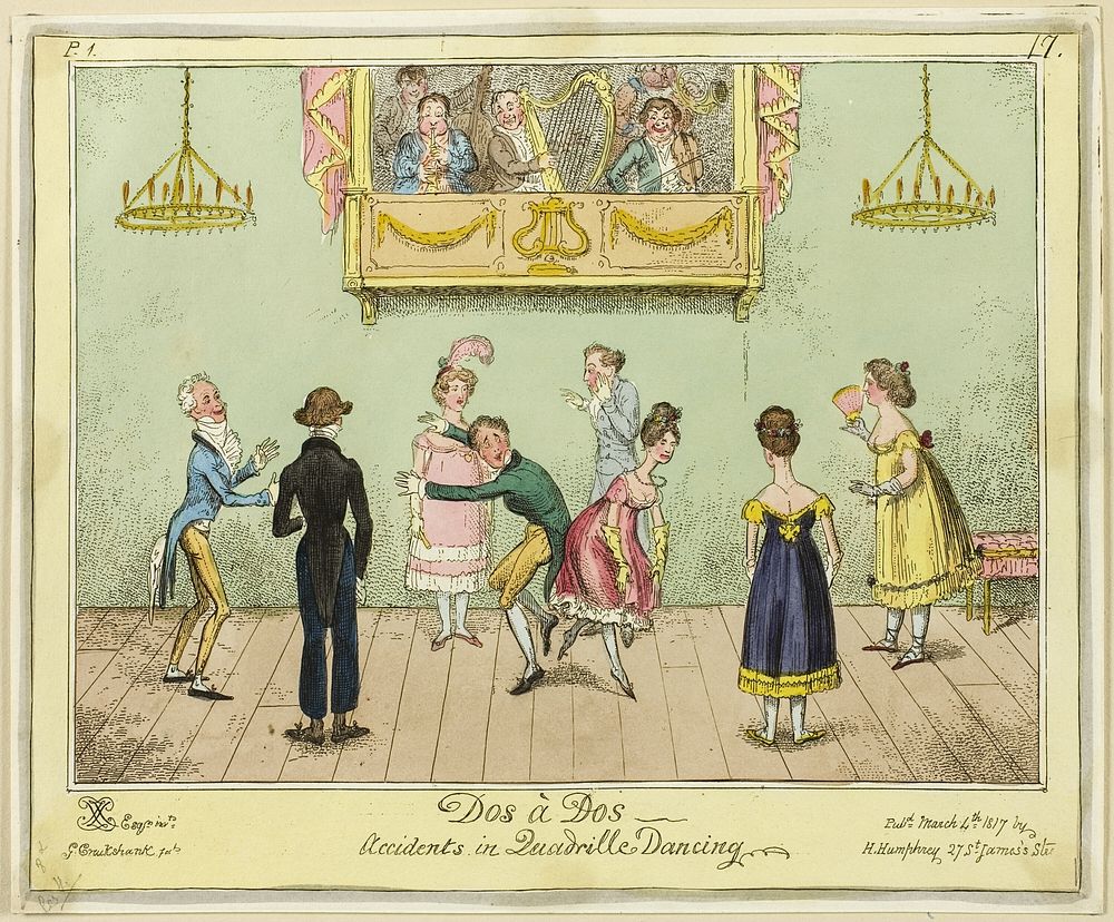 Dos-a-dos - Accidents in Quadrille Dancing by George Cruikshank