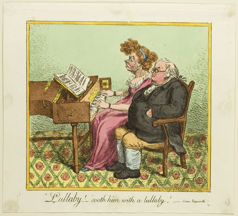 Lullaby! Sooth him with a Lullaby! by James Gillray