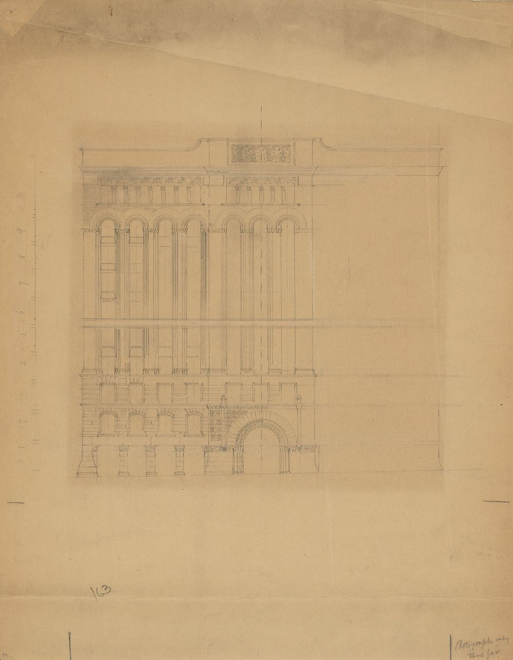 Mills Building, San Francisco, California, Design Sketch by Burnham and Root (Architect)