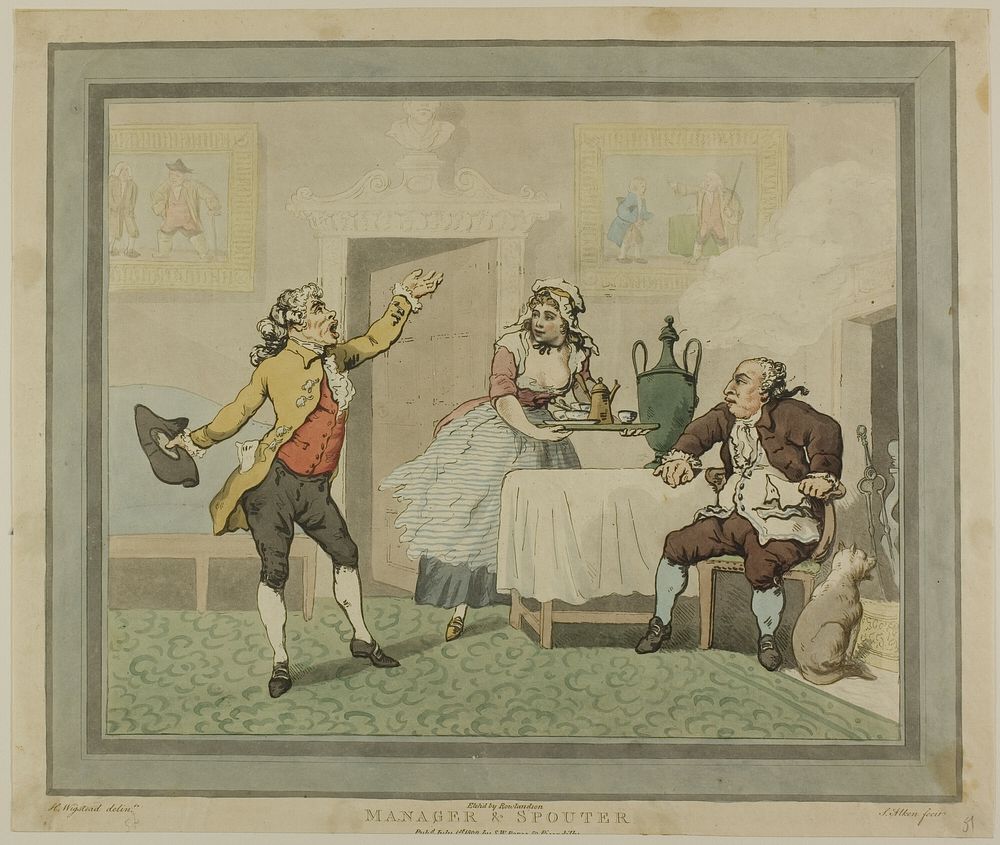 Manager and Spouter by Thomas Rowlandson