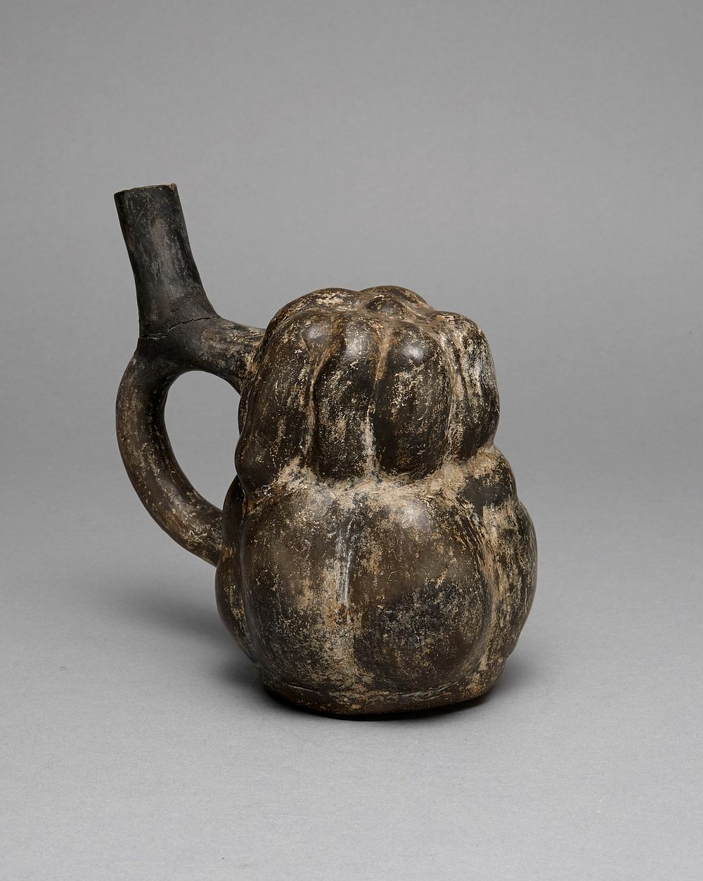 Spout Vessel in the Form of a Gourd by Moche