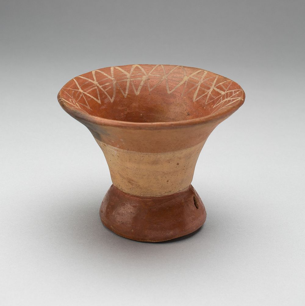 Flaring bowl with Rattle Base and Incised Geometric Motif on Interior Rim by Moche