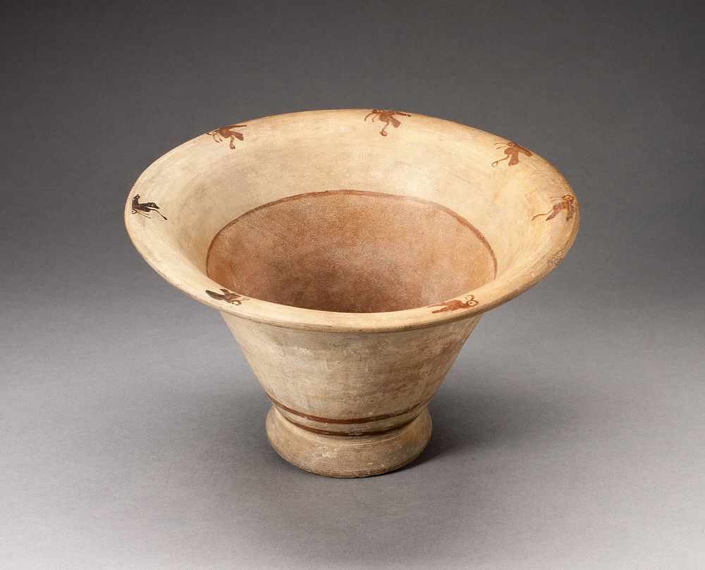 Flaring Bowl Depicting Abstract Birds on the Inner Rim by Moche