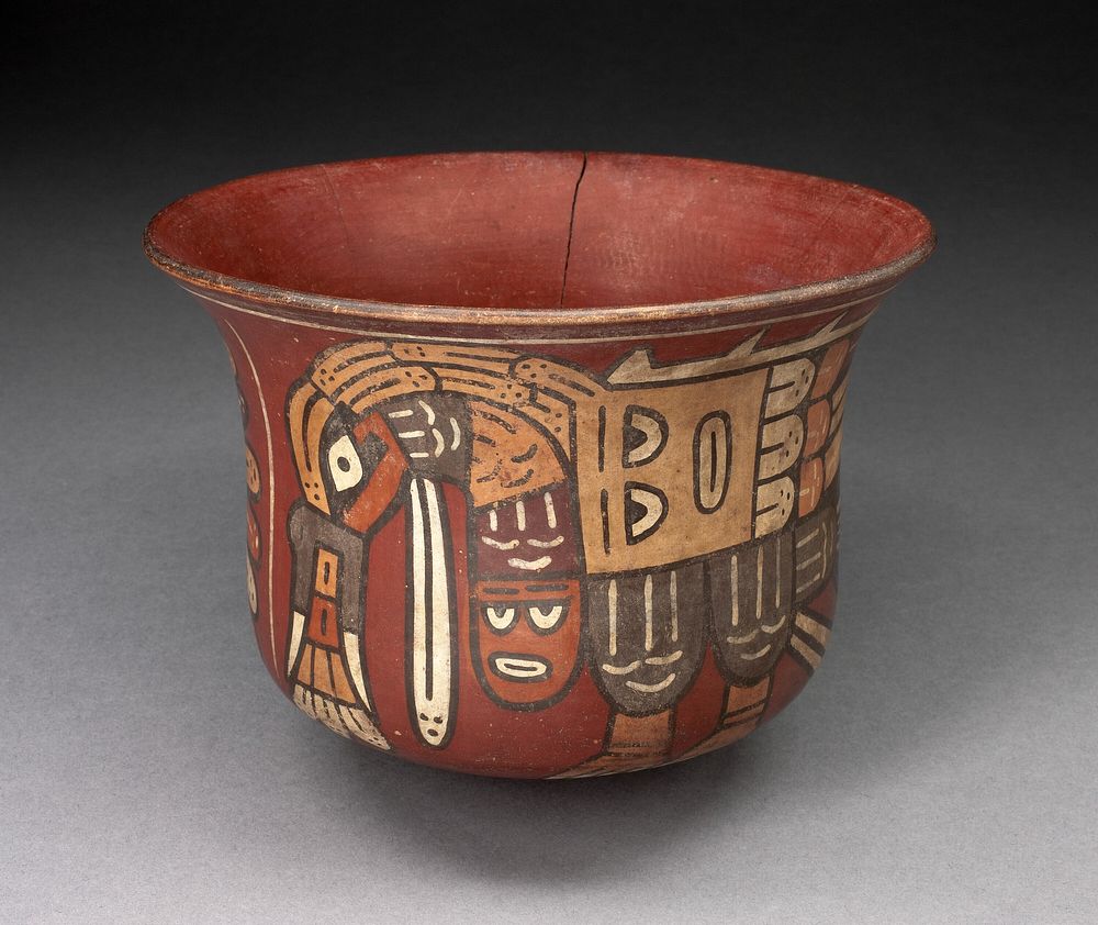 Bowl Depicting Abstract Birds with Personfied Elements by Nazca