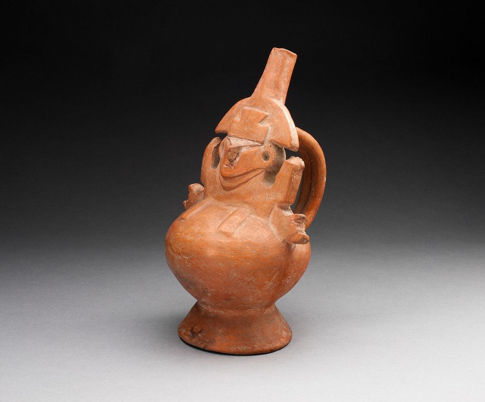 Single Spout Vessel with Molded Abstract Figure by Lambayeque