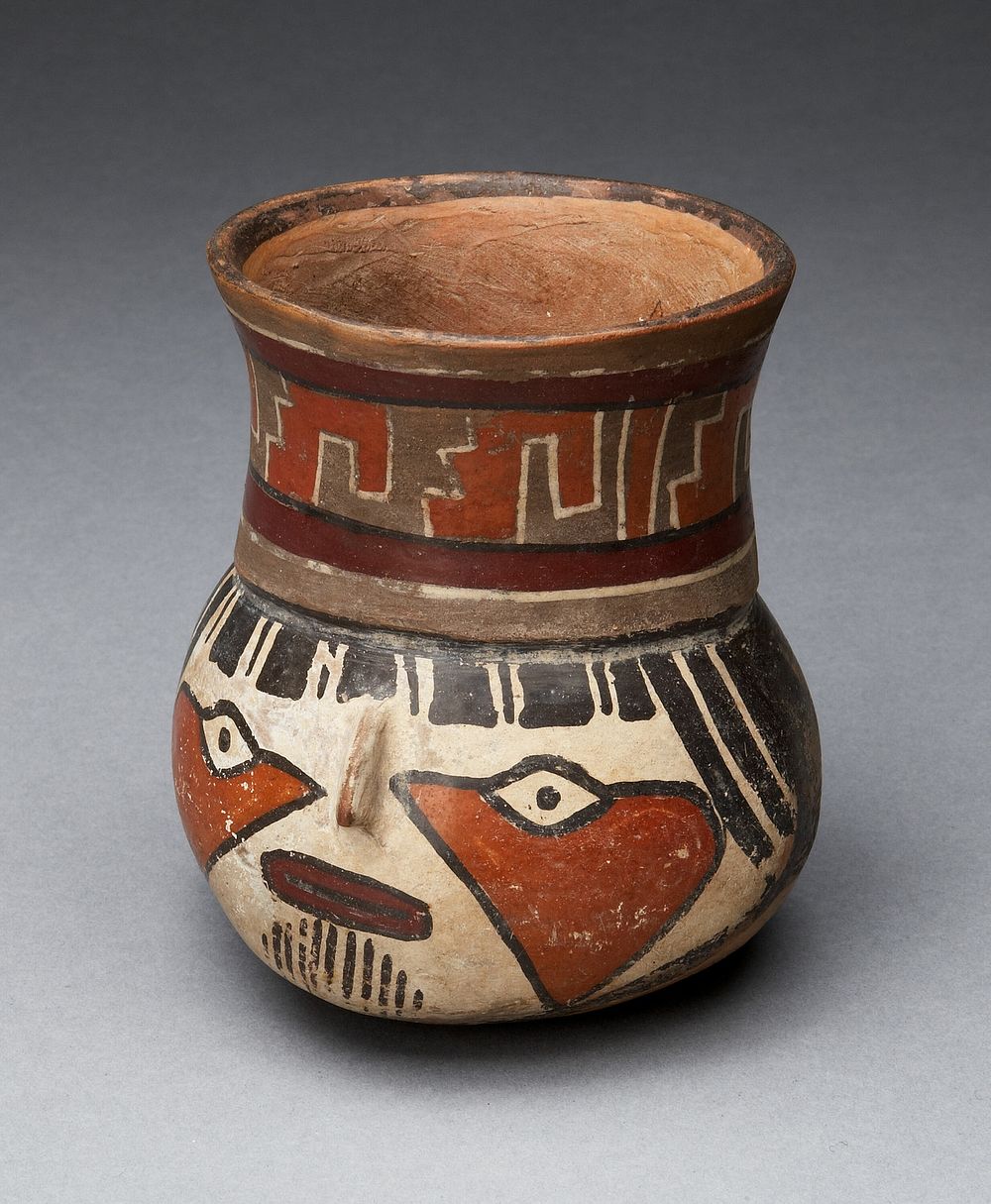 Jar Depicting a Head with Face Painting by Nazca