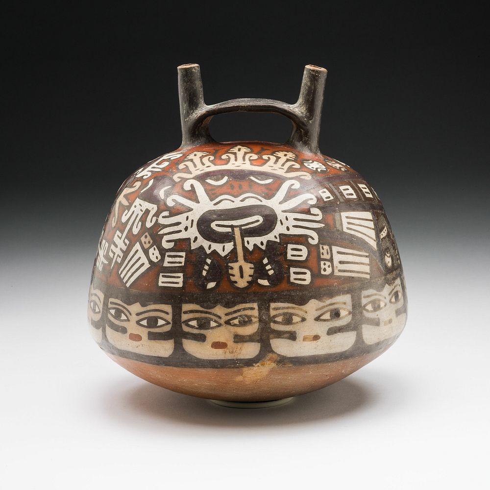 Vessel Depicting Ritual Performer Wearing a Feline Mask with a Symbolic Headdress Trailer by Nazca