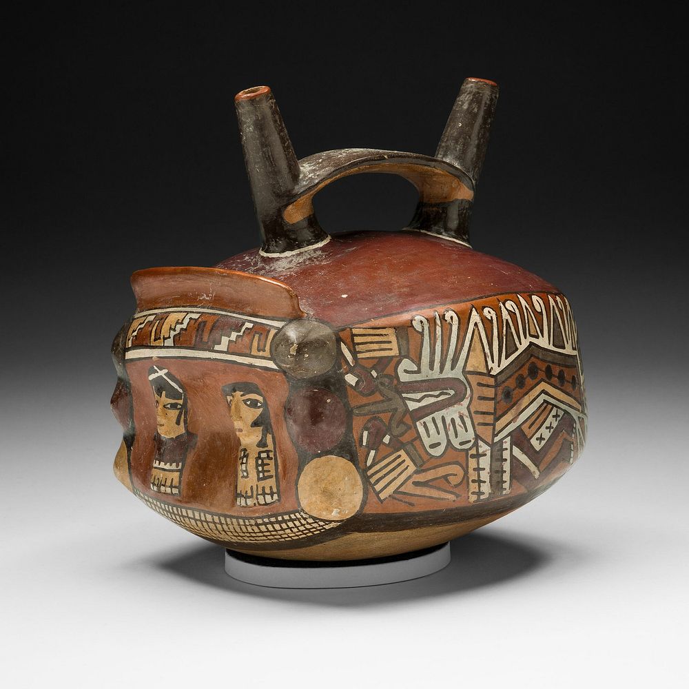 Double-Spouted Vessel Representing a Templelike Structure by Nazca