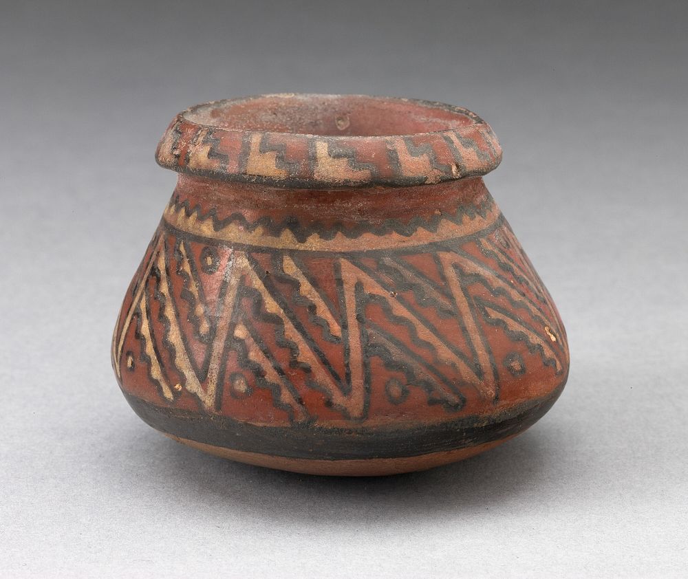 Miniature Jar with Textile-Like Geometric Pattern by Inca