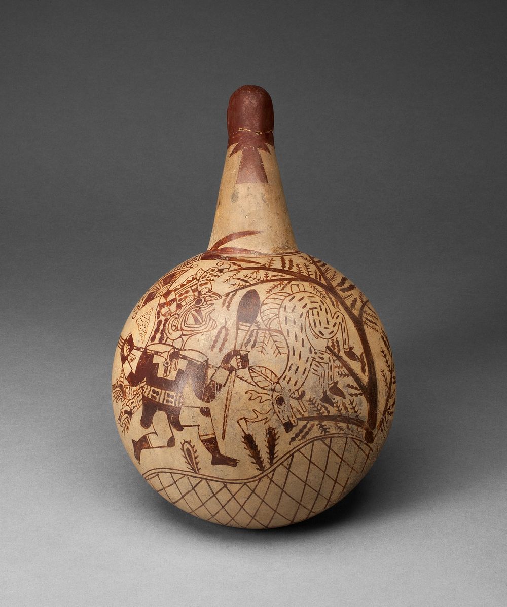 Ceremonial Vessel Depicting a Deer-Hunting Scene by Moche