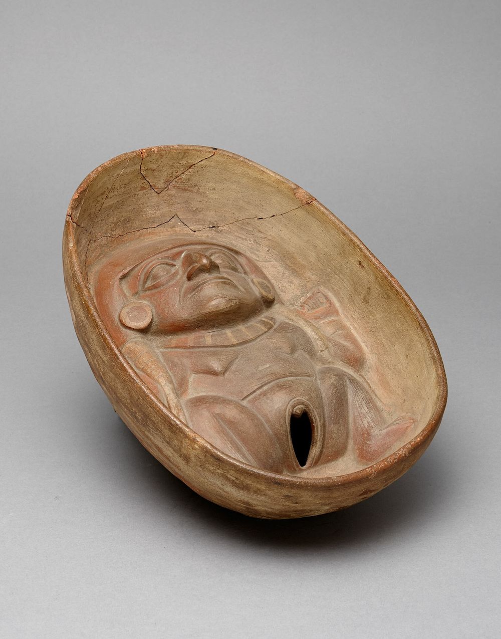 Bowl with Molded Nude Female Figure in the Interior by Moche