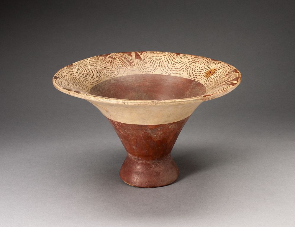 Flaring Bowl with Inner Rim Depicting Undulating Serpents by Moche