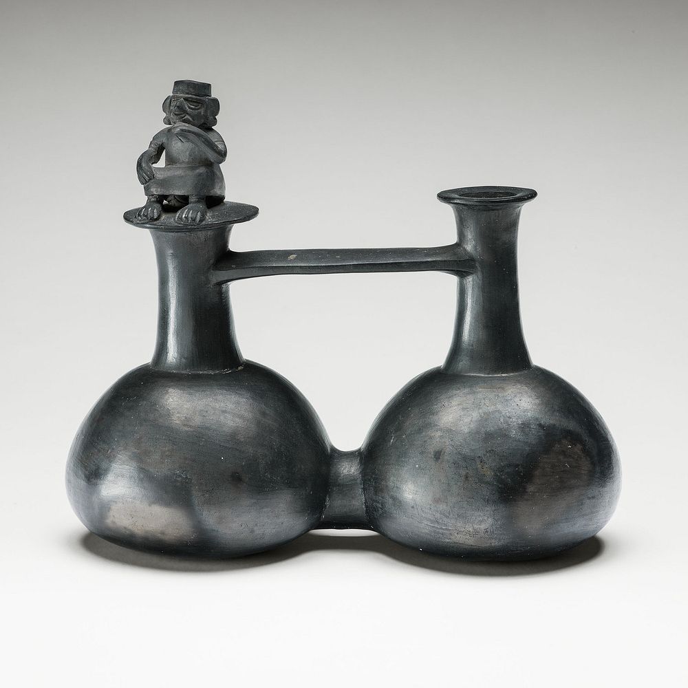 Double Vessel with a Seated Figure by Chimú