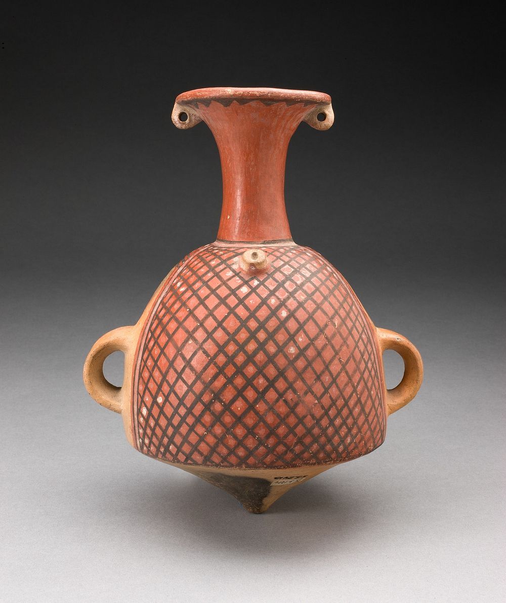 Vessel with Textile Pattern and Spout Modeled as a Head by Inca
