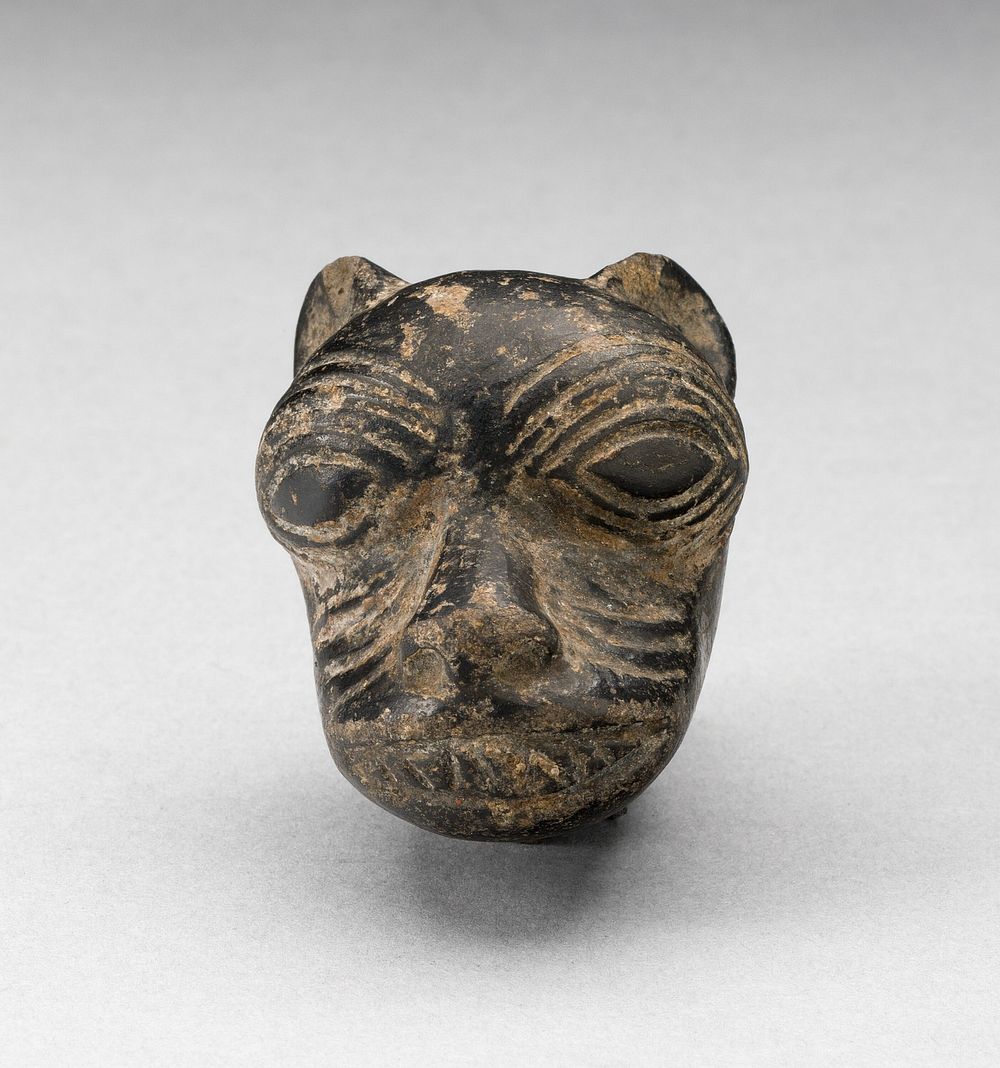 Fragment from a Blackware Vessel in the Form of a Puma Head by Chimú