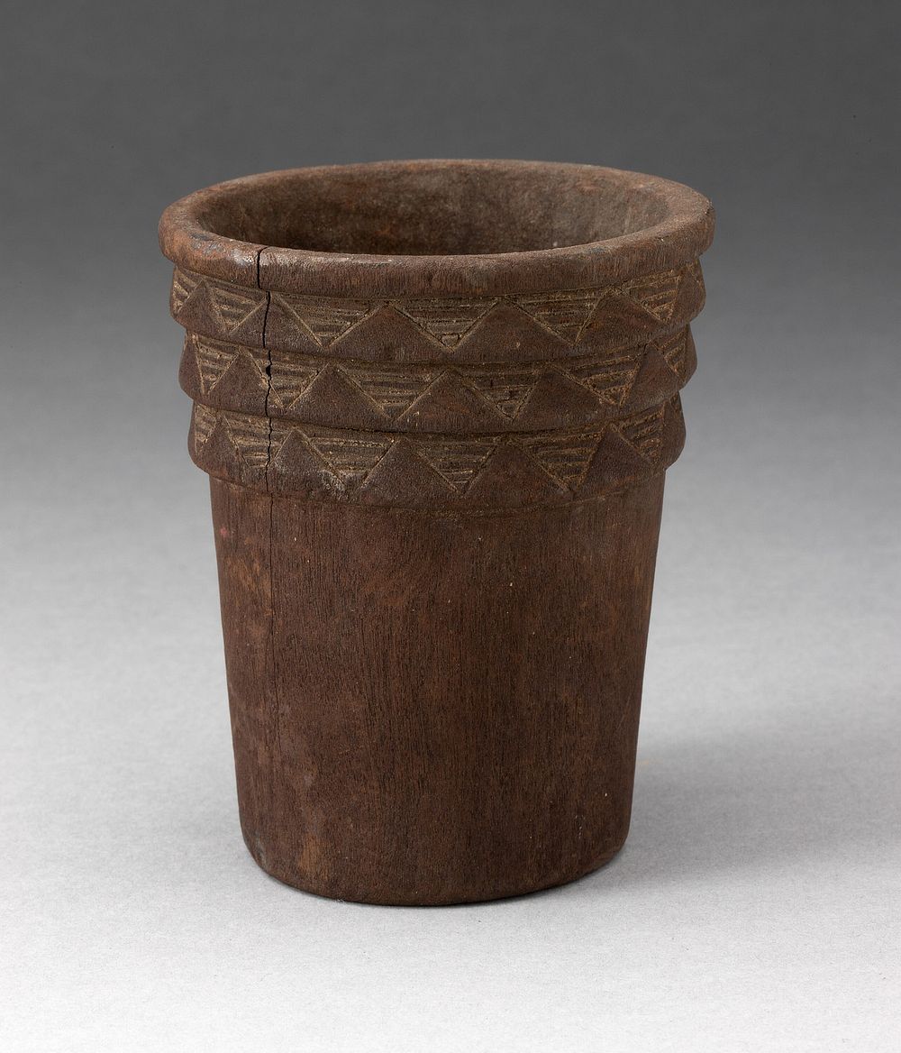 Drinking Vessel (Kero) with Incised Geometric Pattern by Inca